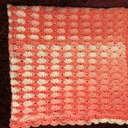 Peach & Salmon Afghan Throw Crib Blanket - thumbnail 2