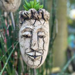 Succulent Pot Ceramic Handmade - Plantable Planting Head Frostproof Garden Plug 24 cm Unique Decoration - thumbnail 4