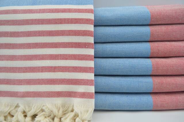"Red & Blue Towel, Tribal Towel, Spa Towel, Cotton Towel, Turkish Towel, 40""x70" - image 1