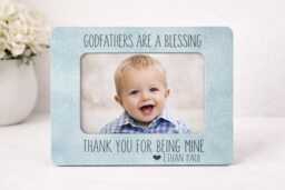 Personalized Godfather Picture Frame Gift From Godchild Baptism For Christening Custom Photo Idea - thumbnail 1