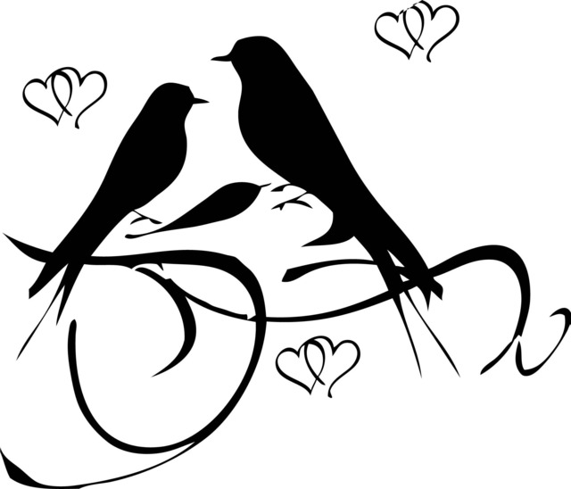 Two Love Birds With Hearts L Printable Wall Art