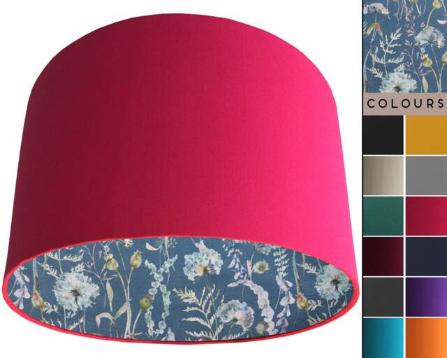 Botanical Country Lampshade, Table Lamp Shade, Ceiling Light Classic Home D??cor, Floral Blue Lampshade Handmade UK