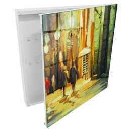 Night City Wall Mounted Key Cabinet, Green Box For Home, Painterly Cities, Lovers Of Urban Atmosphere - thumbnail 2