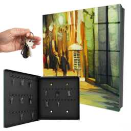 Night City Wall Mounted Key Cabinet, Green Box For Home, Painterly Cities, Lovers Of Urban Atmosphere - thumbnail 1