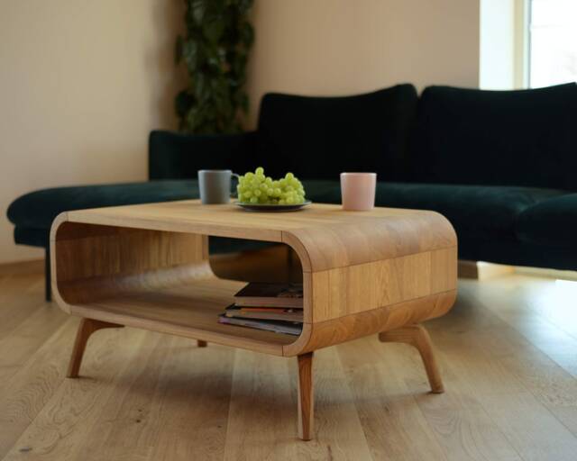 Coffee Table in Solid Wood, Mid Century Wood Table, Sofa Table