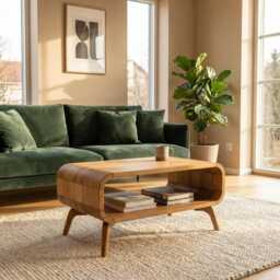 Coffee Table in Solid Wood, Mid Century Wood Table, Sofa Table, Low Oak, Modern Coffee Handmade Oak Furniture - thumbnail 3