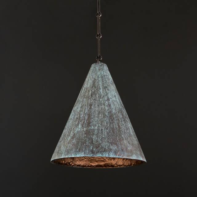 15Inch Bronze Plaster Cone Pendant Light - Hand-Finished Aged Patina - image 1