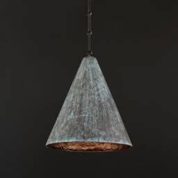 15Inch Bronze Plaster Cone Pendant Light - Hand-Finished Aged Patina