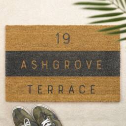 Brush Door Mat Personalised Front Custom Printed First Home Couple's Gift Striped Address