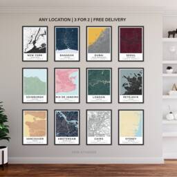 Personalised City Map Print - Custom Location Art & Choice Of Colours 3 For 2 - thumbnail 1
