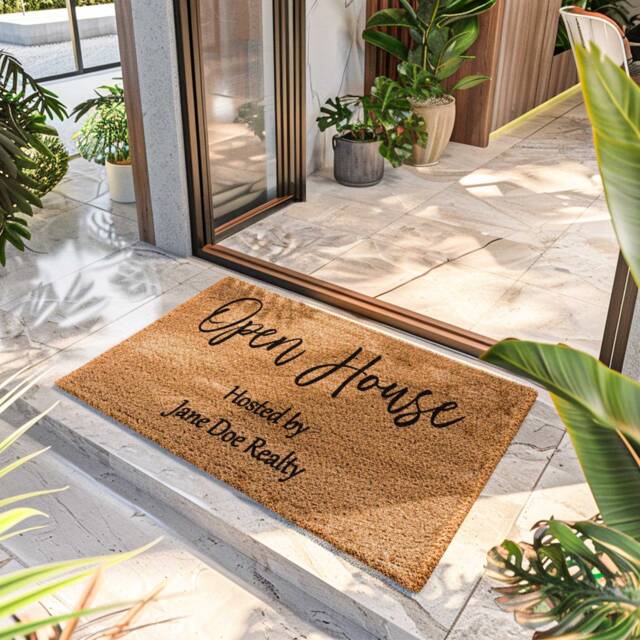 Open House Hosted By - Realtor Gift Realty Custom Doormat Closing Welcome Front Door Mat - image 1