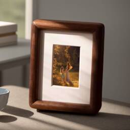 Mini Wooden Photo Frame, Family Walnut Portraits Custom Picture Frame Anniversary Gift, Printing - thumbnail 2