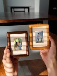 Mini Wooden Photo Frame, Family Walnut Portraits Custom Picture Frame Anniversary Gift, Printing