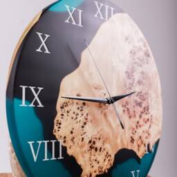 Handcrafted Blue Poplar Live Edge Wall Clock With Resin - thumbnail 3