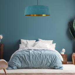 Extra Large Teal Blue Velvet Lampshade With Gold Lining - thumbnail 2