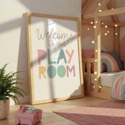 Set Of 3 Rainbow Prints, Personalised Playroom Shared Bedroom, Colourful, Brother Sister Wall Art, Decor - thumbnail 3