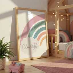 Set Of 3 Rainbow Prints, Personalised Playroom Shared Bedroom, Colourful, Brother Sister Wall Art, Decor - thumbnail 2