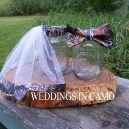 Camo Decorations For Reception Mason Jar Accents Veil & Bow Tie - thumbnail 2