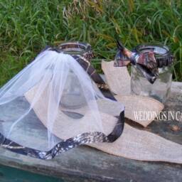 Camo Decorations For Reception Mason Jar Accents Veil & Bow Tie - thumbnail 3