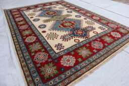 5x7 Ft Hand Knotted Afghan Kazak Area Rug, Luxury Brand New Rug, Medallion Geometric Rug For Livingroom