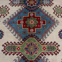 5x7 Ft Hand Knotted Afghan Kazak Area Rug, Luxury Brand New Rug, Medallion Geometric Rug For Livingroom - thumbnail 3