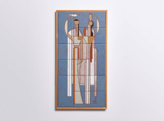 Female Form Abstract Handmade Ceramic Tile Modern Art Mid Century Wall Framed Portrait Painting Greek Decor Gift For Wife Mother's Day - image 1