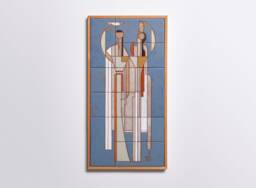 Female Form Abstract Handmade Ceramic Tile Modern Art Mid Century Wall Framed Portrait Painting Greek Decor Gift For Wife Mother's Day - thumbnail 1