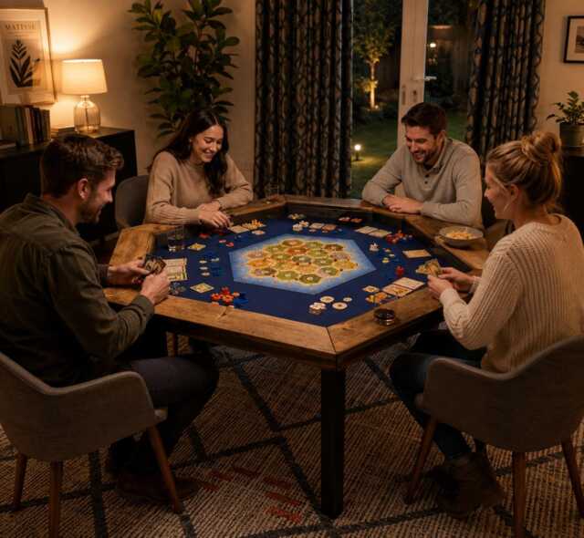 Handmade Hexagon Gaming Table - Solid Wood Dining With Removable Panels - image 1