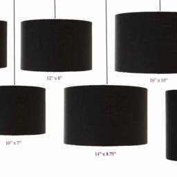 Contemporary Black Lampshade Handmade in UK Linen Effect Cotton Drum For Table Floor Ceiling Pendant Light Fabric Lamp Shade - thumbnail 3