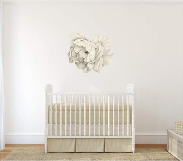 Peony Flower Wall Decal - Sticker Removable Peel & Stick Watercolor Fabric Nursery Decor - image 1