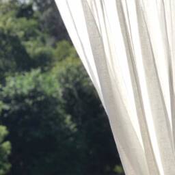 Long Linen Curtain, Sheer White Window Drape, Sicilia - thumbnail 2