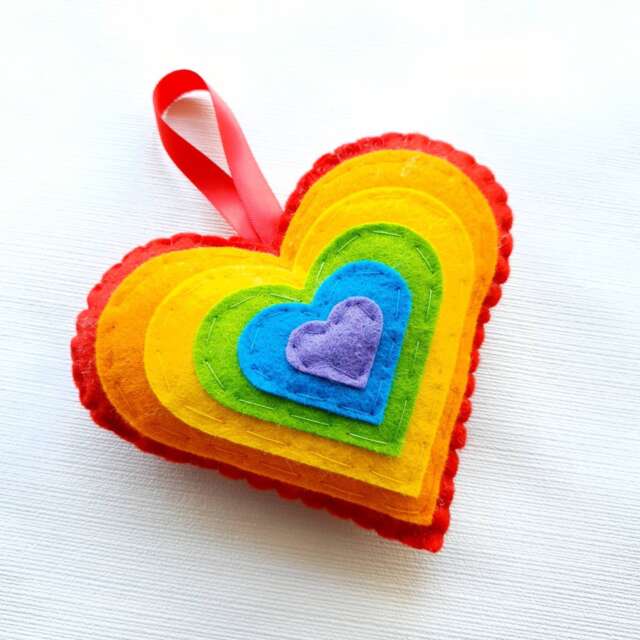 Rainbow Hanging Heart Decoration. Twiggy Tree Baby Nursery Bedroom - image 1