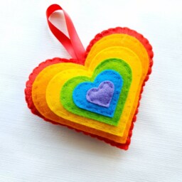 Rainbow Hanging Heart Decoration. Twiggy Tree Baby Nursery Bedroom - thumbnail 3