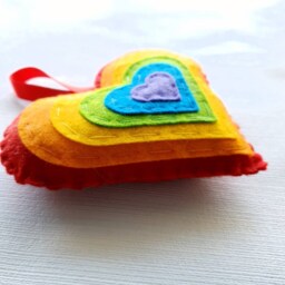 Rainbow Hanging Heart Decoration. Twiggy Tree Baby Nursery Bedroom - thumbnail 2