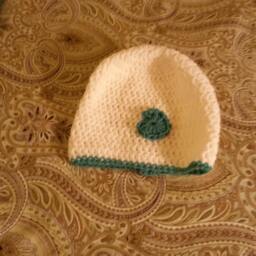 Crochet White With Green Trim Baby Blanket Set, Blanket, Shower, House Warming, Gifts For Her, Him. Ready To Ship - thumbnail 4