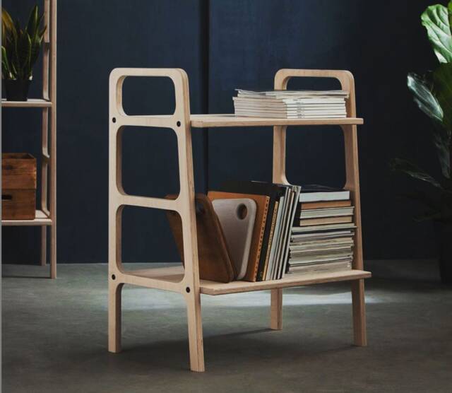 Wooden Ladder Bookshelf Walnut Bookshelves, Mid-Century Modern Customizable Storage - image 1