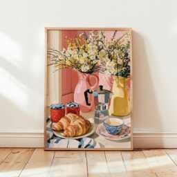 Croissant Breakfast Poster, French Caf?? Print, Kitchen Wall Art - thumbnail 4
