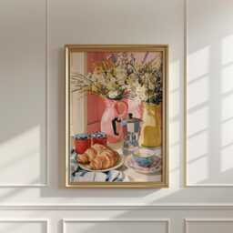 Croissant Breakfast Poster, French Caf?? Print, Kitchen Wall Art - thumbnail 2