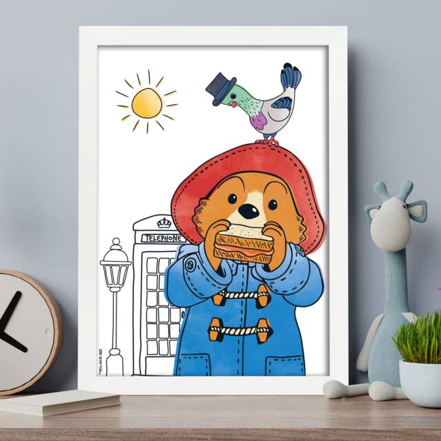 Paddington Bear Tv Print - London Sketch Wall Art - image 1