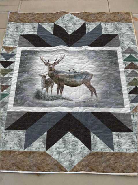 Winter Guardian Quilt Pattern - Deer Snow Scene Throw Size - PDF Download - image 1