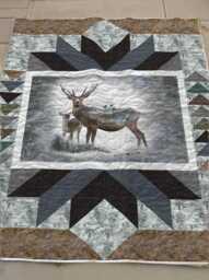 Winter Guardian Quilt Pattern - Deer Snow Scene Throw Size - PDF Download - thumbnail 1