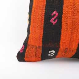 Vintage Turkish Kilim Pillow Cover Handwoven Wool Throw - 16x16 - thumbnail 2