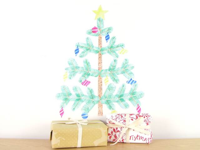 Christmas Tree Wall Decal Medium With Retro Decorations - image 1