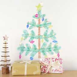 Christmas Tree Wall Decal Medium With Retro Decorations - thumbnail 4