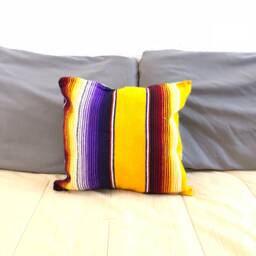 Serape Pillow Cover, Mexican Embroidered Fabric, Bohemian Decor - thumbnail 2