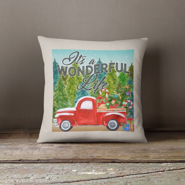 Its A Wonderful Life, Christmas Pillow, Holiday Throw Couch Pillow Cover Insert - Item 300 - image 1