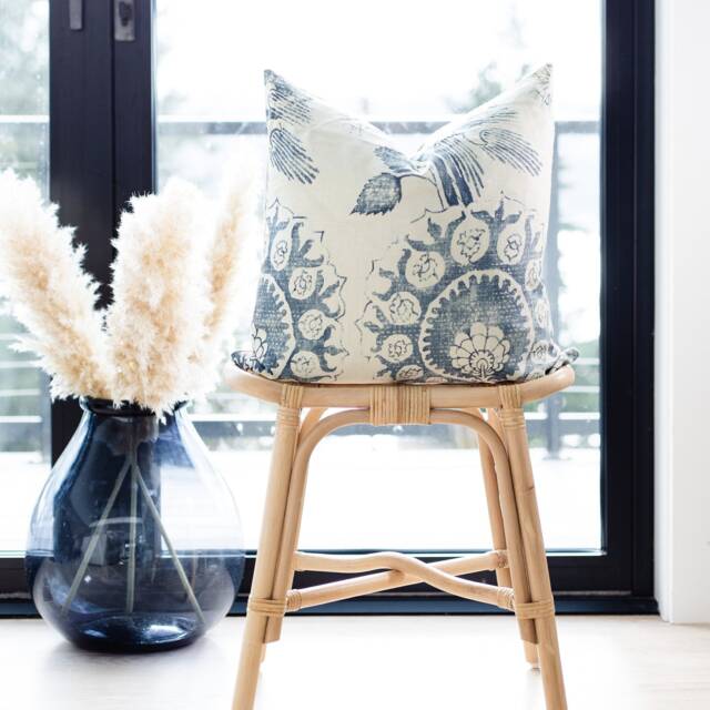 Juniper -- Indigo & Cream Pillow Cover Navy Floral Throw Navy Pillow Euro Sham Lumbar - image 1
