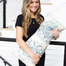 Juniper -- Indigo & Cream Pillow Cover Navy Floral Throw Navy Pillow Euro Sham Lumbar - thumbnail 4