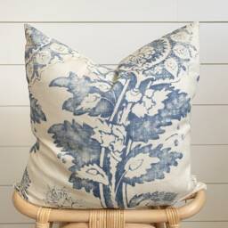 Juniper -- Indigo & Cream Pillow Cover Navy Floral Throw Navy Pillow Euro Sham Lumbar - thumbnail 2