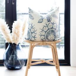 Juniper -- Indigo & Cream Pillow Cover Navy Floral Throw Navy Pillow Euro Sham Lumbar